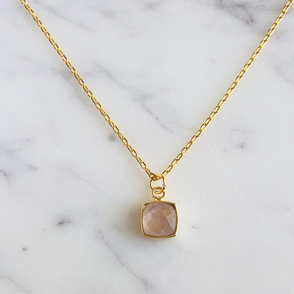 18K Gold Plated Rose Quartz Necklace